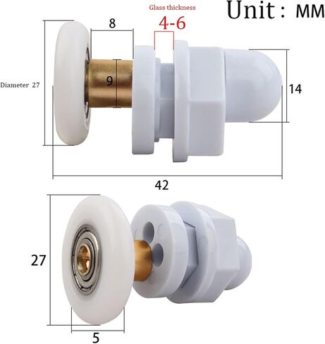 4 Pcs Shower Door Rollers 19/23/25/27/29 MM Shower Room Sliding Door Pulley(29mm) in Saudi Arabia