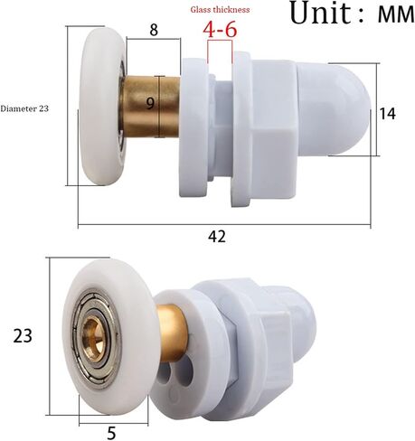 4 Pcs Shower Door Rollers 19/23/25/27/29 MM Shower Room Sliding Door Pulley(29mm) in Saudi Arabia