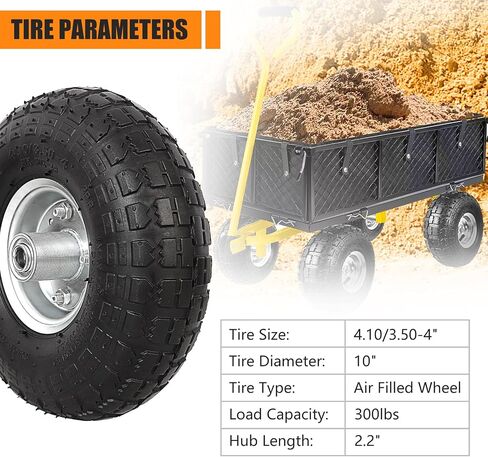 2 Pack 4.10/3.50-4 Tire and Wheel, Premium Rubber Pneumatic Replacement Wheels, Washers and Cotter Pins, with 5/8" Bearings & 2.2" Offset Hub, Compatible with Hand Truck Wheelbarrow Wagon Dollies in Saudi Arabia