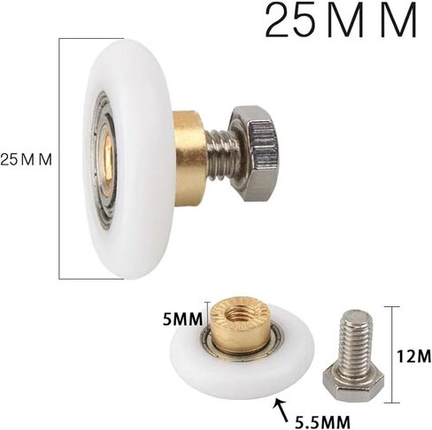 4Pcs Shower Door Rollers Pulley Bathroom Sliding Glass Door Wheels Sliding Door Wheel Rollers 20/23/25/27mm Bathroom Accessories(4pcs-20mm) in Kuwait