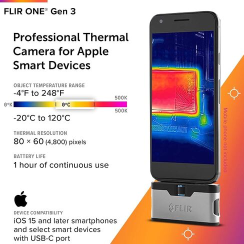 FLIR ONE Gen 3 - Thermal Imaging Camera for iOS Smartphones (iPhone 15 and Newer w/USB-C): Use for Home Inspection, HVAC, Automotive, Machine Industries and More in Saudi Arabia