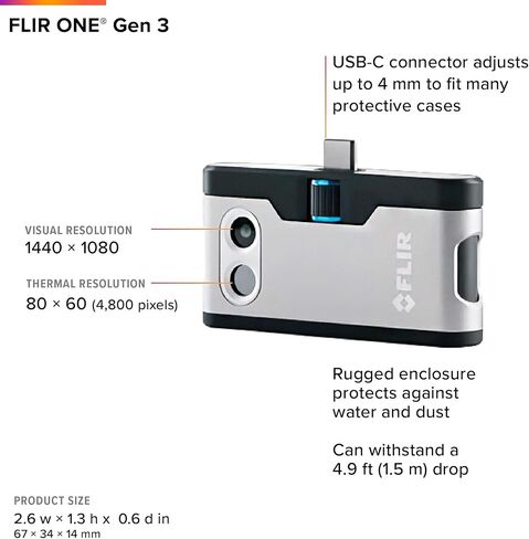 FLIR ONE Gen 3 - Thermal Imaging Camera for iOS Smartphones (iPhone 15 and Newer w/USB-C): Use for Home Inspection, HVAC, Automotive, Machine Industries and More in Saudi Arabia