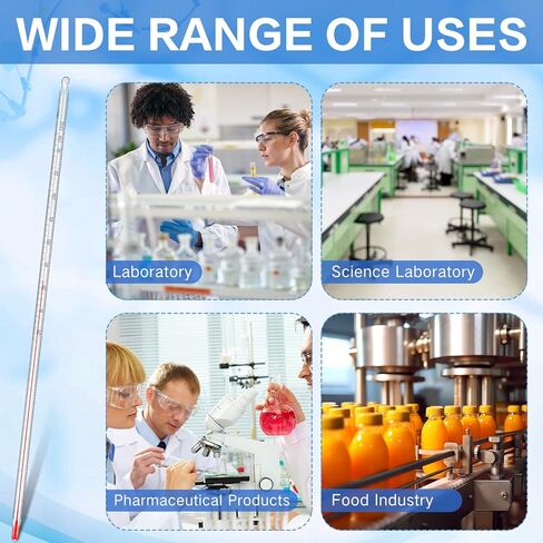 General Purpose Lab Thermometer 12 Inch Total Immersion Glass Liquid -20 to 150℃ Liquid in Glass Thermometer for Laboratories Universities Food and Beverage Processing Clear in Kuwait