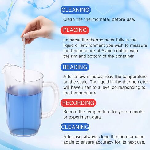 General Purpose Lab Thermometer 12 Inch Total Immersion Glass Liquid -20 to 150℃ Liquid in Glass Thermometer for Laboratories Universities Food and Beverage Processing Clear in Kuwait