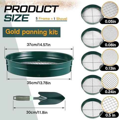 بلولو 5 حزمة 14.57 بوصة مصنف الذهب المصنف الذهبي مع مجرفة 1/2 "1/4" 1/8 "1/12" 1/20 " in Kuwait