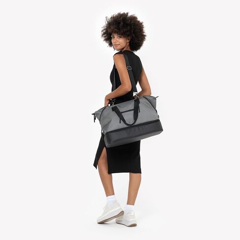 شيرباني بوسطن ، أكياس أسبوعية مضادة للسرقة ، حقيبة من القماش الخشن للنساء ، تحمل حقيبة حمل مع مقصورة قاع أحذية قابلة للإزالة ، أجهزة معدنية in Kuwait