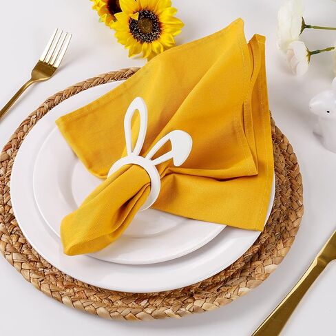 Christmas Satin Cloth Napkins and Napkin Rings Set of 24, 20" x 20" Washable Reusable Red Green Napkins + Matte Gold Semicircle Napkin Rings, Ideal Dinner Table Set for Christmas New Year in Kuwait