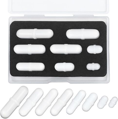 Magnetic Stir Bar Set, Lab Type-B Mixed Size PTFE Magnetic Stirrer Mixer Stir Bars for Flat Bottom Beaker, 8x35mm, 8x30mm, 8x28mm, 7x30mm Magnetism for Laboratory Home DIY Project in Kuwait
