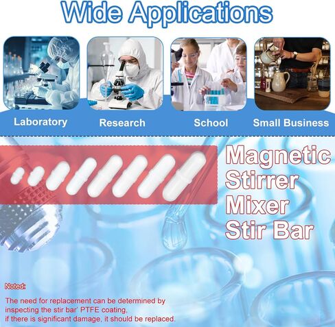 Magnetic Stir Bar Set, Lab Type-B Mixed Size PTFE Magnetic Stirrer Mixer Stir Bars for Flat Bottom Beaker, 8x35mm, 8x30mm, 8x28mm, 7x30mm Magnetism for Laboratory Home DIY Project in Kuwait