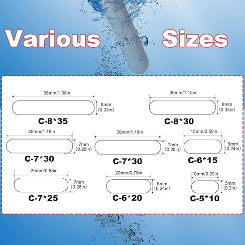Magnetic Stir Bar Set, Lab Type-B Mixed Size PTFE Magnetic Stirrer Mixer Stir Bars for Flat Bottom Beaker, 8x35mm, 8x30mm, 8x28mm, 7x30mm Magnetism for Laboratory Home DIY Project in Kuwait
