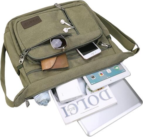 BOMKEE Canvas Messenger Bag, Satchel Bag Vintage Canvas Shoulder Bags Crossbody Laptop Side Bag for Work School Travel in Saudi Arabia