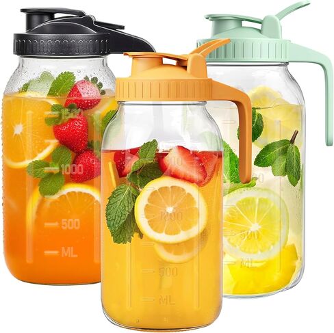 2 كوارت عريض الفم الزجاجي مع غطاء ، جرة ماسون 64 أوقية ، إبريق شاي مثلج مقاوم للتسرب ، حاوية ثقيلة الشاي الحلو ، عصير ، قهوة مشروب بارد ، مشروبات تخزين حليب الأم -1pack/أخضر in Saudi Arabia