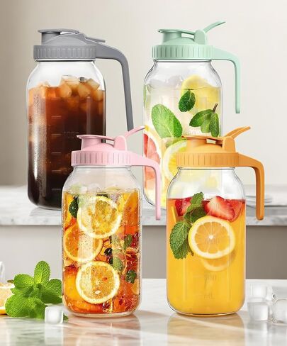 2 كوارت عريض الفم الزجاجي مع غطاء ، جرة ماسون 64 أوقية ، إبريق شاي مثلج مقاوم للتسرب ، حاوية ثقيلة الشاي الحلو ، عصير ، قهوة مشروب بارد ، مشروبات تخزين حليب الأم -1pack/أخضر in Saudi Arabia