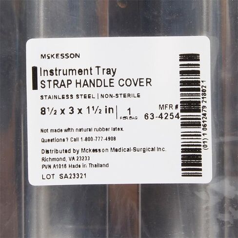 McKesson Surgical Tray - صينية أداة من الفولاذ المقاوم للصدأ ، صينية معدنية طبية مع غطاء ومقبض حزام ، غير قابلة للتكوين ، سهلة التنظيف ، 8 1/2 في × 3 في × 1 1/2 في ، 1 عدد in Kuwait