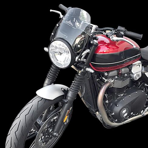 Motorcycle Windshield Deflector with Bracket Double Bubble Windscreen Fit for Bonneville Scrambler 1200 XE XC BE 2019 2020 2021 2022 2023 Wind Shield Screen Visor Flyscreen, Black in Saudi Arabia