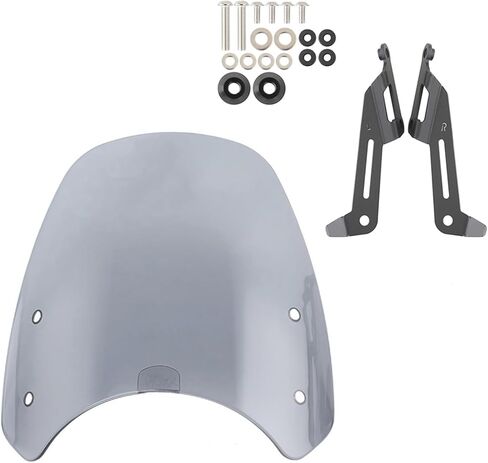 Motorcycle Windshield Deflector with Bracket Double Bubble Windscreen Fit for Bonneville Scrambler 1200 XE XC BE 2019 2020 2021 2022 2023 Wind Shield Screen Visor Flyscreen, Black in Saudi Arabia