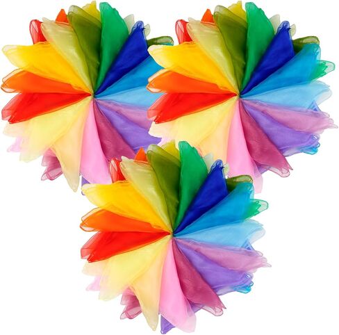 15 Pcs Scarves for Kids Play, 24 Inch Juggling Scarves, Play Scarves for Toddlers, Children, Grandkids, Dance Scarve for Magic Tricks, Performance, Music Class in Kuwait