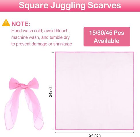 15 Pcs Scarves for Kids Play, 24 Inch Juggling Scarves, Play Scarves for Toddlers, Children, Grandkids, Dance Scarve for Magic Tricks, Performance, Music Class in Kuwait
