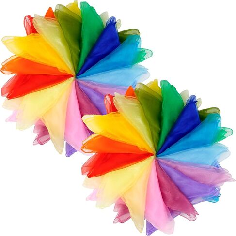 15 Pcs Scarves for Kids Play, 24 Inch Juggling Scarves, Play Scarves for Toddlers, Children, Grandkids, Dance Scarve for Magic Tricks, Performance, Music Class in Kuwait