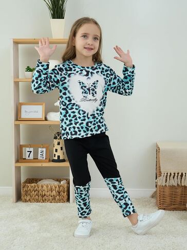 Toddler Kid Girl Clothes Floral Letter Graphic short-sleeved top long pants 2PC Spring/Summer Outfit Set in Saudi Arabia