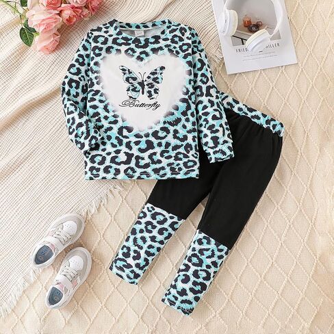 Toddler Kid Girl Clothes Floral Letter Graphic short-sleeved top long pants 2PC Spring/Summer Outfit Set in Saudi Arabia