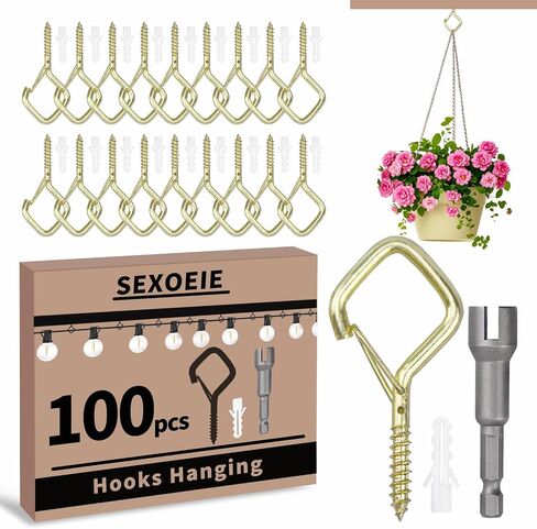 35 PCS Eye Screw Hooks for Hanging Heavy Duty with Safety Buckle.Metal Ceiling Hooks for Hanging Plants,Cup,Wind Chime,Bird Feeders,Christmas String Lights at Indoor&Outdoor,2.36 Inches Black in Kuwait