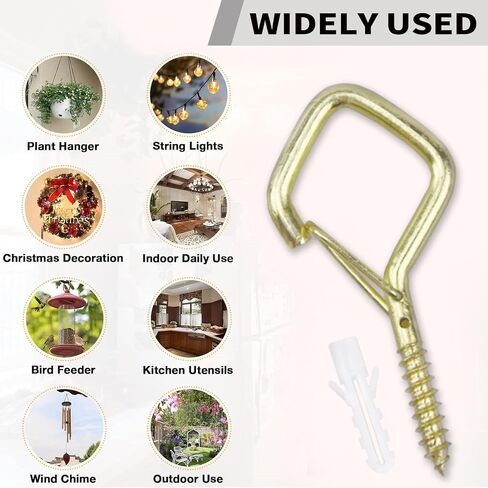 35 PCS Eye Screw Hooks for Hanging Heavy Duty with Safety Buckle.Metal Ceiling Hooks for Hanging Plants,Cup,Wind Chime,Bird Feeders,Christmas String Lights at Indoor&Outdoor,2.36 Inches Black in Kuwait