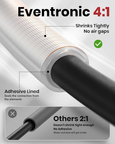Eventronic 4:1 Heat Shrink Tubing Kit - 400 Pcs Adhesive Lined, Wire Shrink Wrap Tubing, Marine Grade Industrial Heat-Shrink Tubing, Black and Red in Kuwait