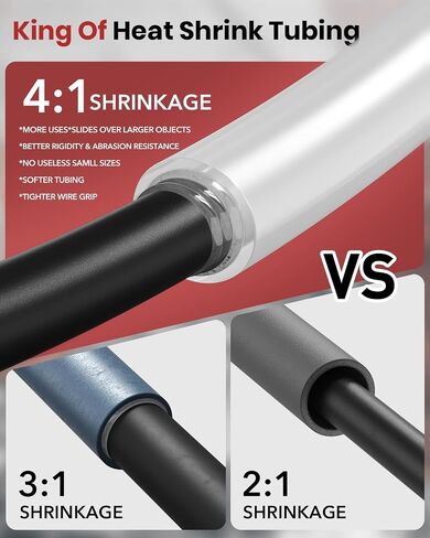 Eventronic 4:1 Heat Shrink Tubing Kit - 400 Pcs Adhesive Lined, Wire Shrink Wrap Tubing, Marine Grade Industrial Heat-Shrink Tubing, Black and Red in Kuwait