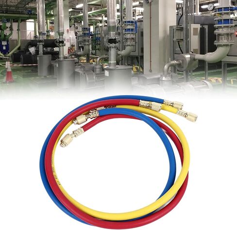 AC Charging Hoses Tube, 3ft Refrigerant Charging Hose, Fits for R22 Refrigeration Tri Color, Car Air Conditioning and HVAC Manifold Gauge Hose Kit, Red, Yellow, Blue (Pack of 3) in Saudi Arabia