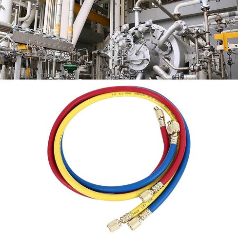 AC Charging Hoses Tube, 3ft Refrigerant Charging Hose, Fits for R22 Refrigeration Tri Color, Car Air Conditioning and HVAC Manifold Gauge Hose Kit, Red, Yellow, Blue (Pack of 3) in Saudi Arabia