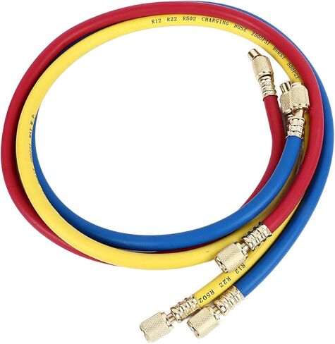 AC Charging Hoses Tube, 3ft Refrigerant Charging Hose, Fits for R22 Refrigeration Tri Color, Car Air Conditioning and HVAC Manifold Gauge Hose Kit, Red, Yellow, Blue (Pack of 3) in Saudi Arabia