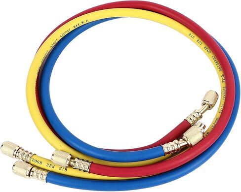 AC Charging Hoses Tube, 3ft Refrigerant Charging Hose, Fits for R22 Refrigeration Tri Color, Car Air Conditioning and HVAC Manifold Gauge Hose Kit, Red, Yellow, Blue (Pack of 3) in Saudi Arabia