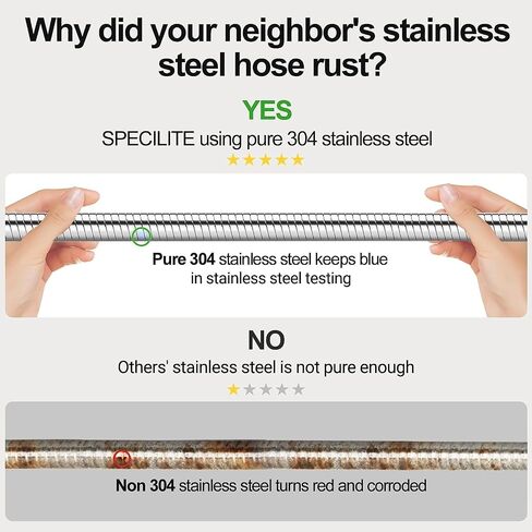 125ft 304 Stainless Steel Garden Hose Metal, Heavy Duty Water Pipe with Nozzles for Yard, Outdoor - Flexible, Never Kink & Tangle, Puncture Resistant (Sliver) in Saudi Arabia