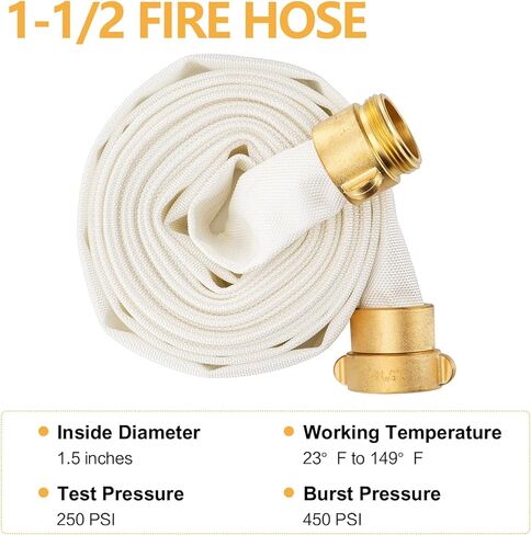 خرطوم النار ، 1-1/2 "id × 75 قدم ، سترة واحدة TPU ، 450 رطل/بوصة مربعة ضغط الانفجار ، خرطوم النار الصناعية مع توصيلات النحاس NST/NH للاستخدام الداخلي in Kuwait