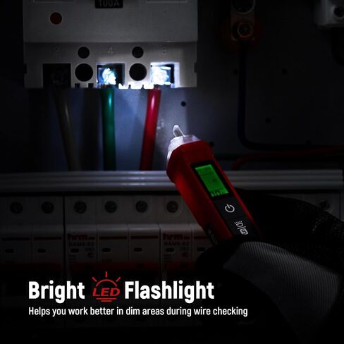 KAIWEETS Voltage Tester/Non-Contact Voltage Tester with Signal Percentage, Dual Range AC 12V/70V-1000V, Live/Null Wire Tester, Electrical Tester with LCD Display, Buzzer Alarm, Wire Breakpoint Finder in Kuwait