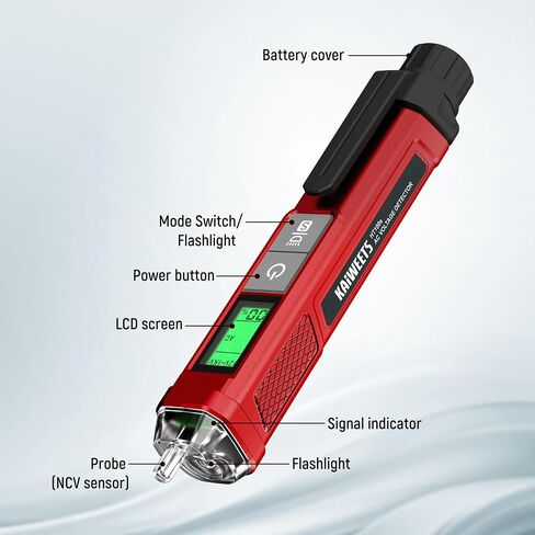 KAIWEETS Voltage Tester/Non-Contact Voltage Tester with Signal Percentage, Dual Range AC 12V/70V-1000V, Live/Null Wire Tester, Electrical Tester with LCD Display, Buzzer Alarm, Wire Breakpoint Finder in Kuwait