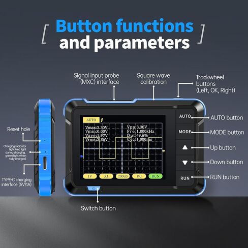 FNIRSI DSO152 Handheld Oscilloscope - 2.8" TFT Digital Oscilloscope Kit 200KHz Bandwidth 2.5MS/s High Sampling Rate Portable Pocket Oscilloscope, Trigger Function Auto/Nomal/Single in Saudi Arabia