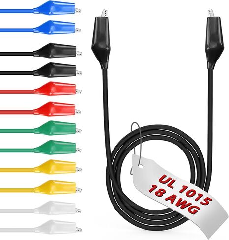 12pcs/20in. مقاطع التمساح الكهربائية مع الأسلاك UL1015/18AWG ، 6 ألوان مجموعة اختبار الطائر مجموعة ، 1.77in. مقاطع لحام مع الأسلاك in Kuwait