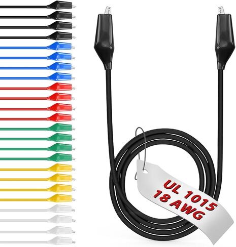 12pcs/20in. مقاطع التمساح الكهربائية مع الأسلاك UL1015/18AWG ، 6 ألوان مجموعة اختبار الطائر مجموعة ، 1.77in. مقاطع لحام مع الأسلاك in Kuwait