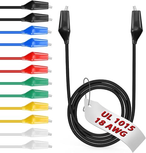 12pcs/20in. مقاطع التمساح الكهربائية مع الأسلاك UL1015/18AWG ، 6 ألوان مجموعة اختبار الطائر مجموعة ، 1.77in. مقاطع لحام مع الأسلاك in Kuwait