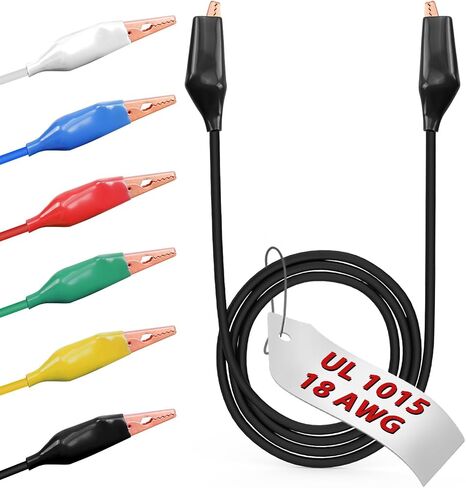 12pcs/20in. مقاطع التمساح الكهربائية مع الأسلاك UL1015/18AWG ، 6 ألوان مجموعة اختبار الطائر مجموعة ، 1.77in. مقاطع لحام مع الأسلاك in Kuwait
