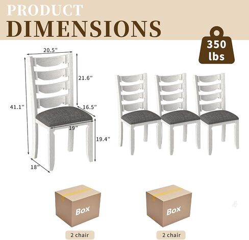 7-Piece Solid Wood Dining Table Set with 6 Upholstered Chairs - Easy Assembly Modern Design for Kitchen & Small Spaces, Durable Wooden Table and Chairs for Dining Room, Kitchen, Light Grey in Saudi Arabia