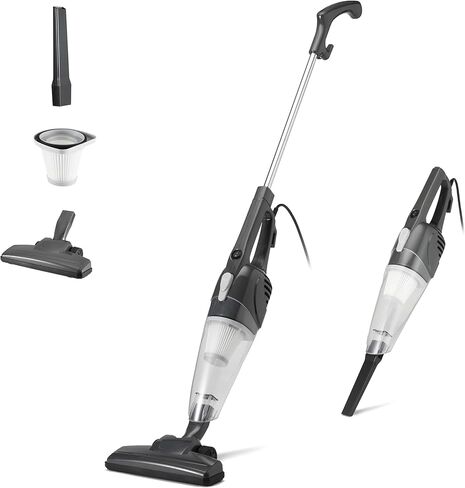 Amazon Basics 2-in-1 Corded Stick Vacuum Cleaner, Convertible to Handheld, Lightweight (3.9 LBS), with Washable HEPA Filter, Crevice Tools, 0.5L Dust Cup, 19.7-Ft Cord, 300W, Black in Kuwait