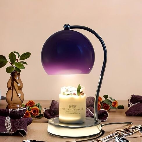 Candle Lamp Warmer, Wide Base Scented Candle Warmer with Timer and Dimmer, Adjustable Candle Melting Lattern, Home Decor Table Lamp (Silver) in Kuwait