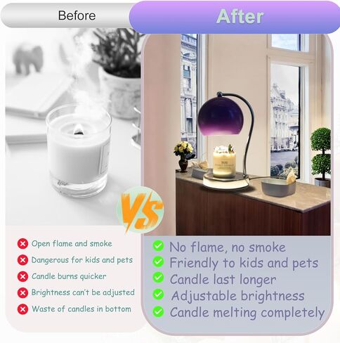 Candle Lamp Warmer, Wide Base Scented Candle Warmer with Timer and Dimmer, Adjustable Candle Melting Lattern, Home Decor Table Lamp (Silver) in Kuwait