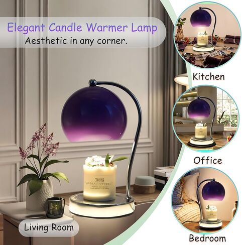 Candle Lamp Warmer, Wide Base Scented Candle Warmer with Timer and Dimmer, Adjustable Candle Melting Lattern, Home Decor Table Lamp (Silver) in Kuwait