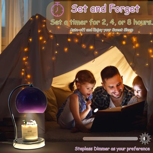 Candle Lamp Warmer, Wide Base Scented Candle Warmer with Timer and Dimmer, Adjustable Candle Melting Lattern, Home Decor Table Lamp (Silver) in Kuwait