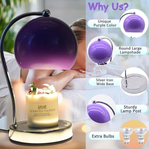 Candle Lamp Warmer, Wide Base Scented Candle Warmer with Timer and Dimmer, Adjustable Candle Melting Lattern, Home Decor Table Lamp (Silver) in Kuwait