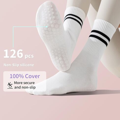 GUUNIEE Pilates & Yoga Socks for Women with Non-Slip Grip for Barre, Ballet,Hospital & Barefoot Workout 2/4 Pairs Breathable in Kuwait